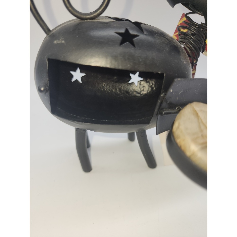 Vintage Style Metal Black Cat Tea Light Candle Holder Crow Folk Art Halloween - Picture 7 of 8